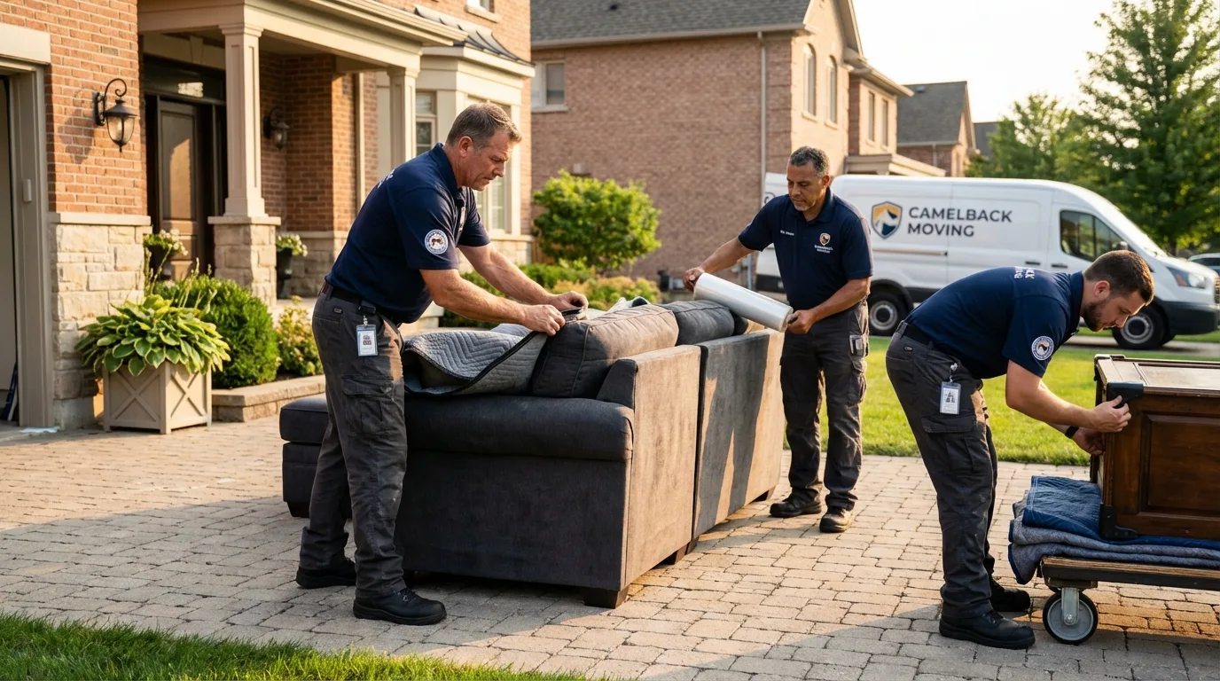 Large estate moving crew wrapping furniture in Lorenzo, TX